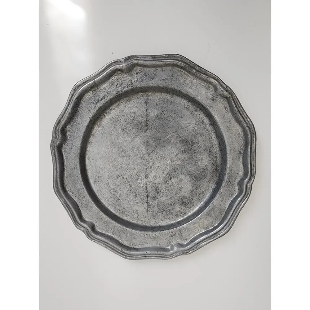 Vintage Crown Castle Ltd Pewter Plate 12 Pc Made in USA Dinner & Salad Plates